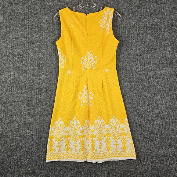 New York & Company Delightful Daisy Damask Jaquard Fit &Flare Women's Dress - Picture 7 of 8